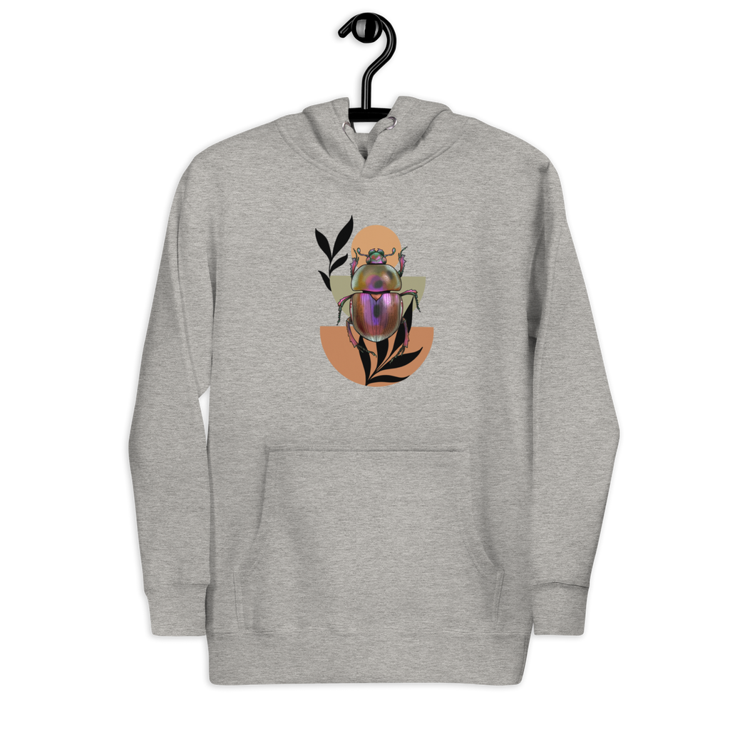 Scarab Beetle Art Hoodie – Botanical Insect Illustration | Nature Inspired Unisex Sweatshirt