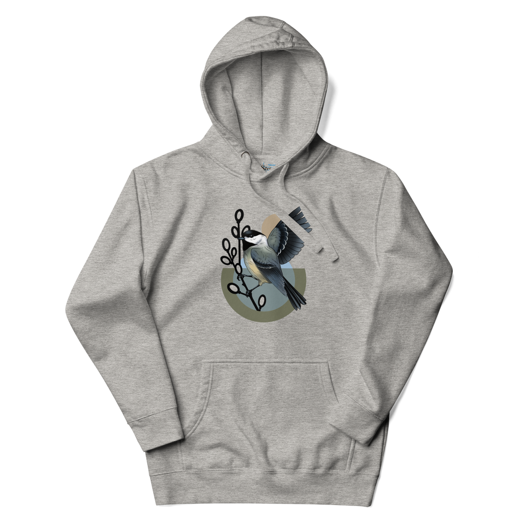 Chickadee Hoodie – Bird Illustration Pullover | Nature Inspired Unisex Sweatshirt