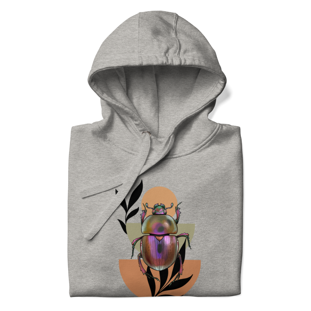 Scarab Beetle Art Hoodie – Botanical Insect Illustration | Nature Inspired Unisex Sweatshirt