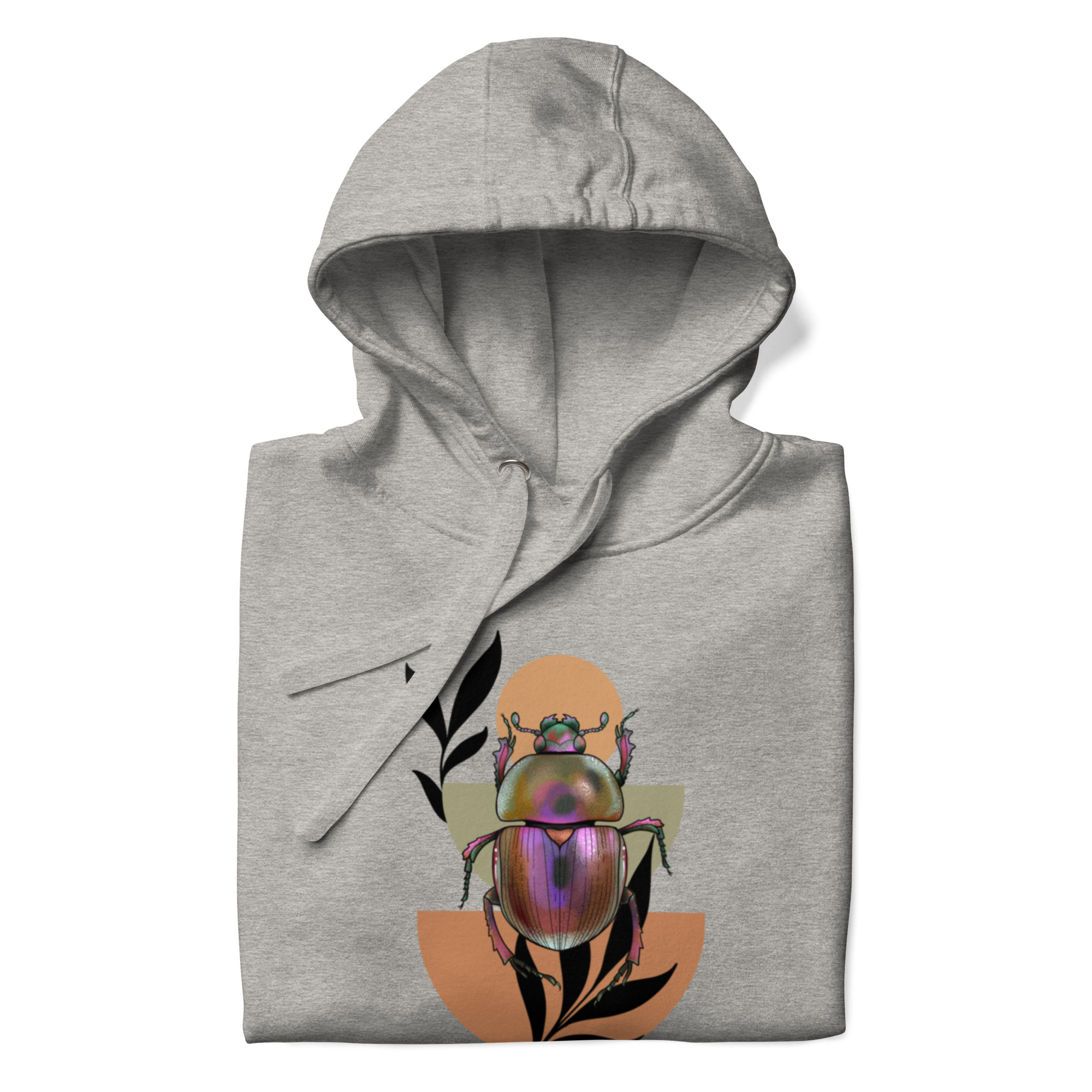 Scarab Beetle Art Hoodie – Botanical Insect Illustration | Nature Inspired Unisex Sweatshirt