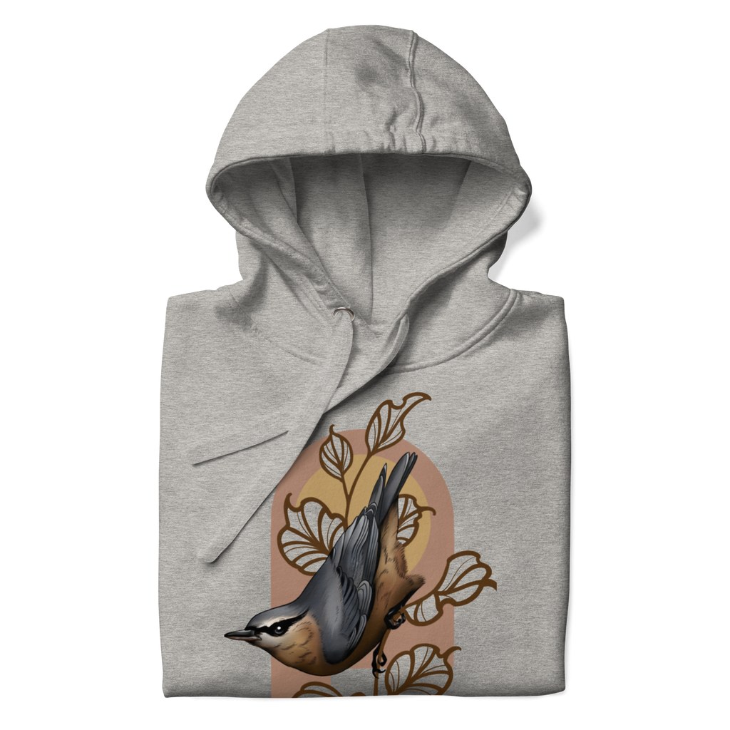 Nuthatch Hoodie – Bird Illustration Pullover | Nature Inspired Unisex Sweatshirt