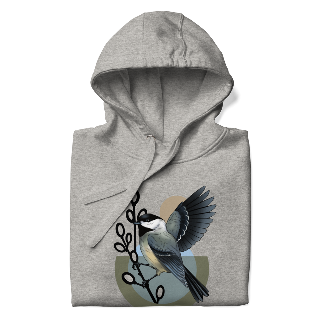 Chickadee Hoodie – Bird Illustration Pullover | Nature Inspired Unisex Sweatshirt
