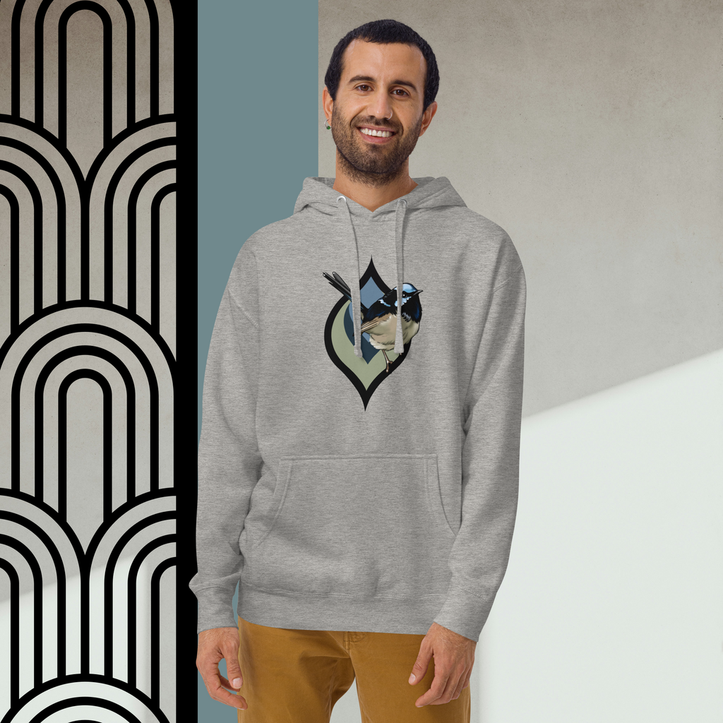 Fairy Wren Hoodie – Bird Illustration Pullover | Nature Inspired Unisex Sweatshirt