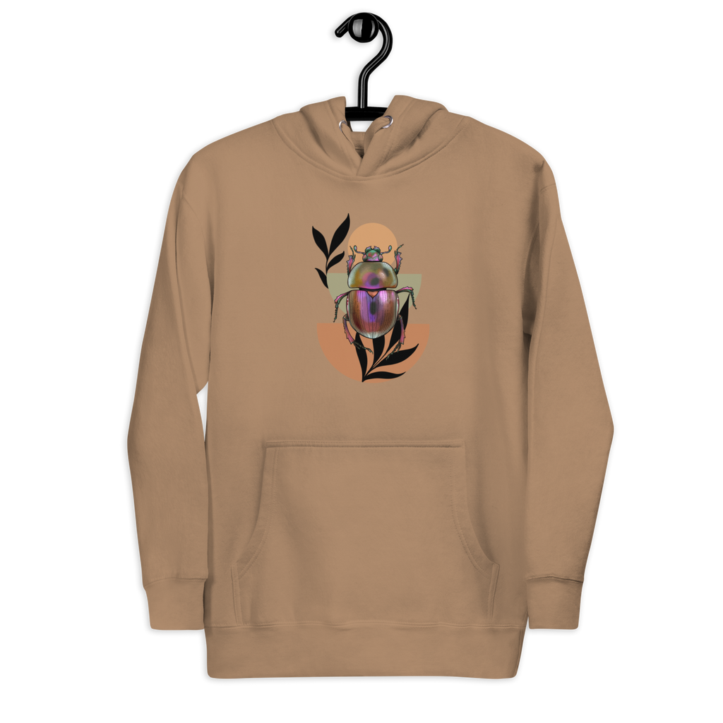 Scarab Beetle Art Hoodie – Botanical Insect Illustration | Nature Inspired Unisex Sweatshirt