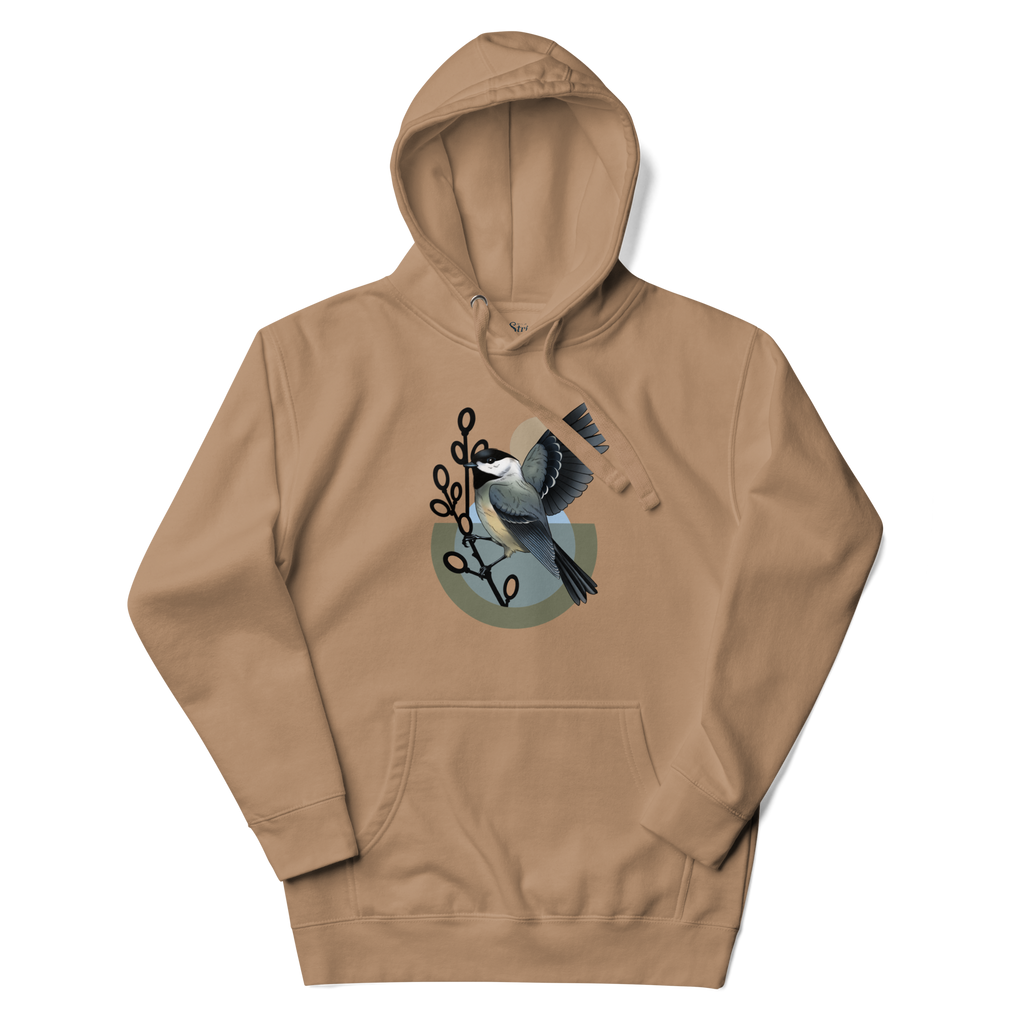 Chickadee Hoodie – Bird Illustration Pullover | Nature Inspired Unisex Sweatshirt