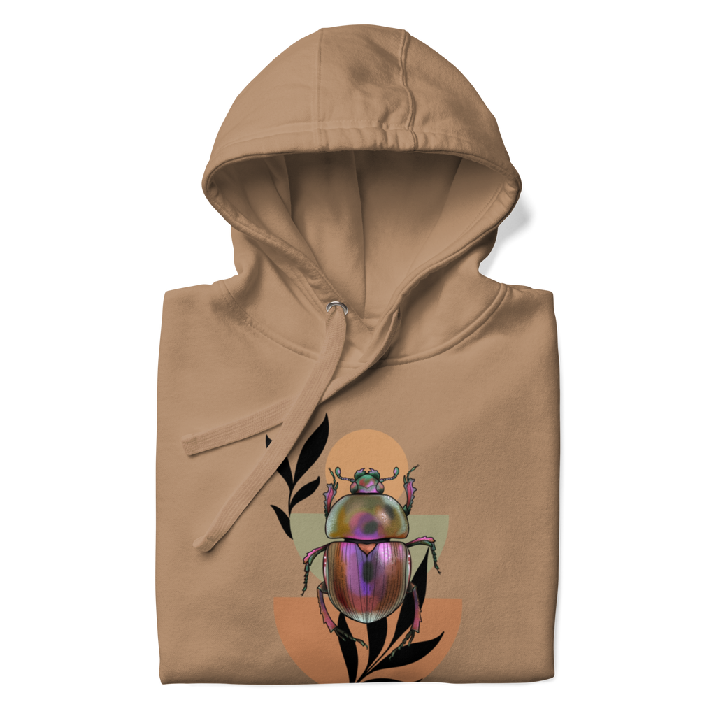 Scarab Beetle Art Hoodie – Botanical Insect Illustration | Nature Inspired Unisex Sweatshirt