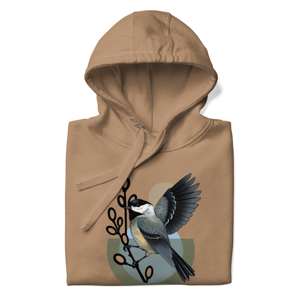 Chickadee Hoodie – Bird Illustration Pullover | Nature Inspired Unisex Sweatshirt