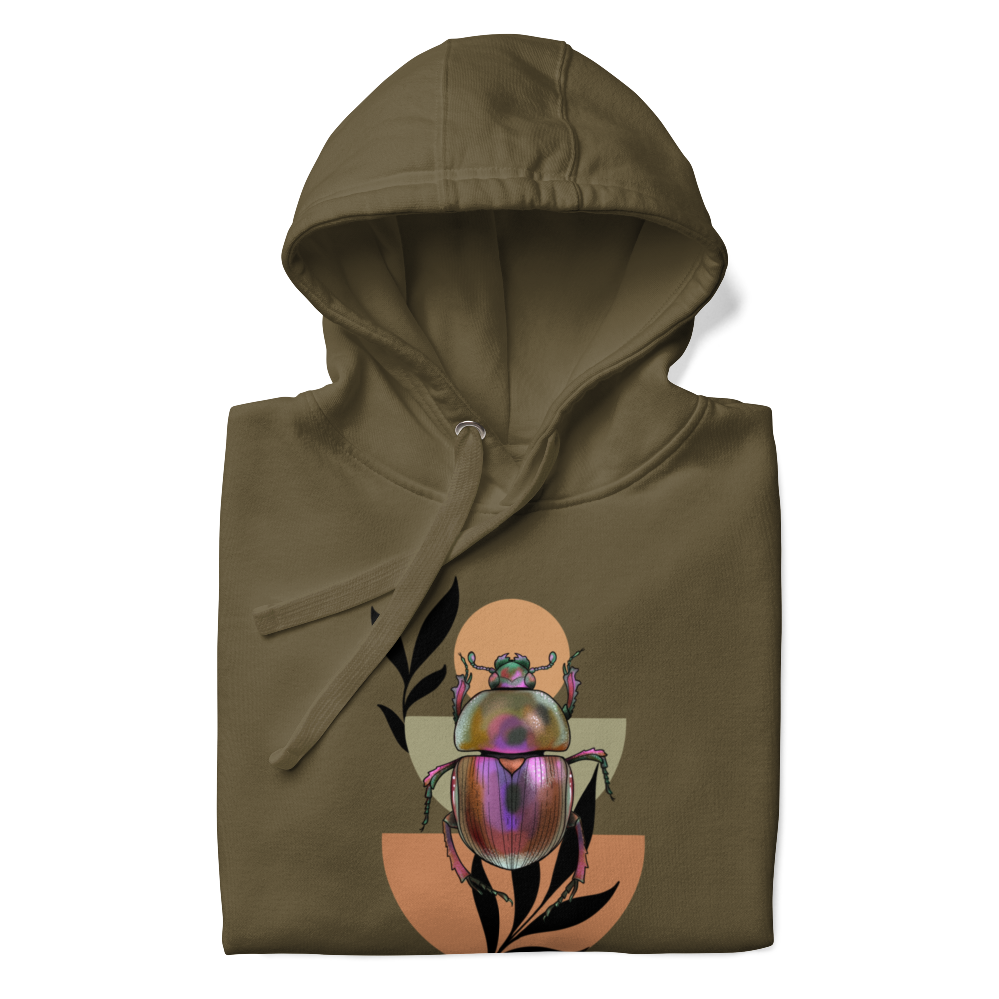 Scarab Beetle Art Hoodie – Botanical Insect Illustration | Nature Inspired Unisex Sweatshirt