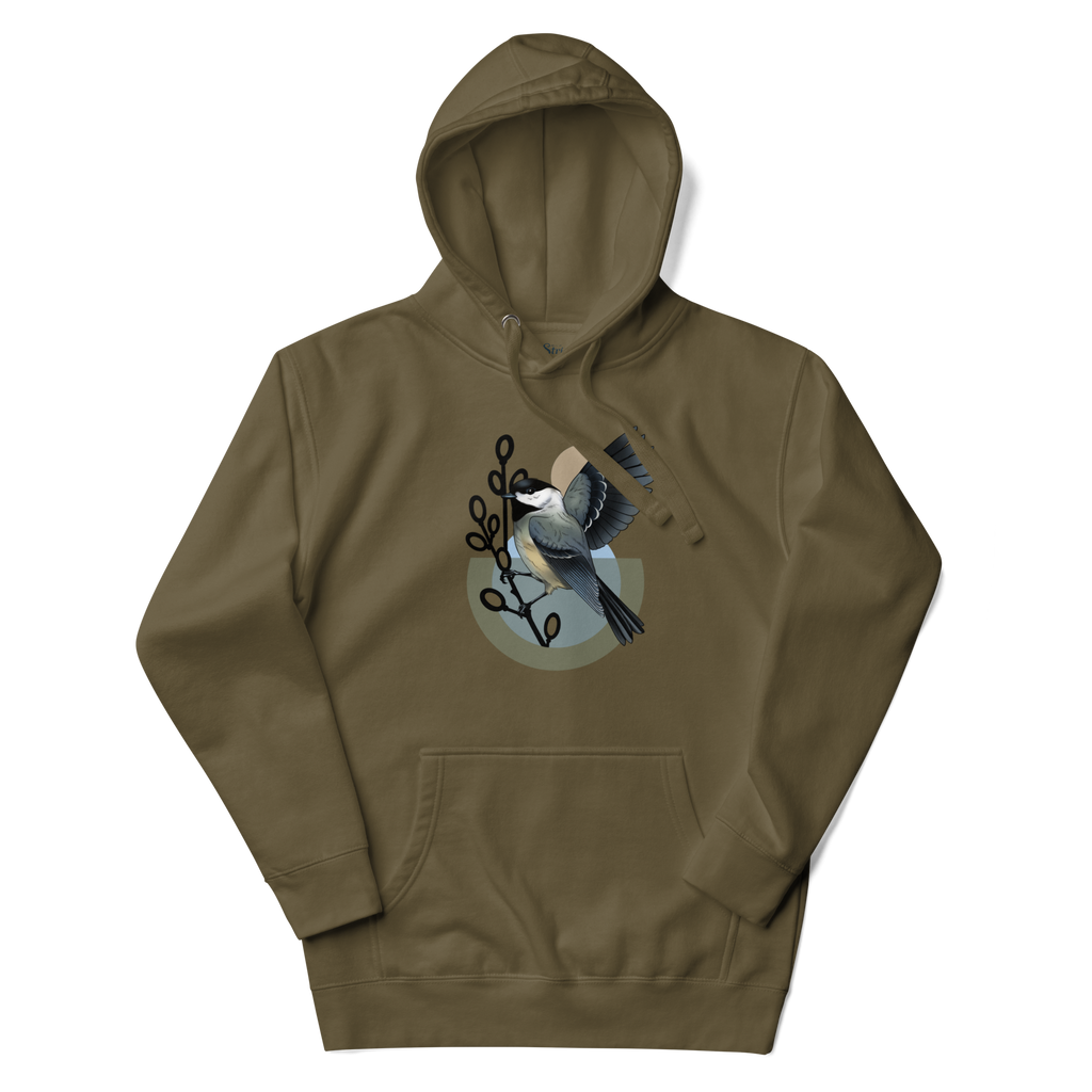 Chickadee Hoodie – Bird Illustration Pullover | Nature Inspired Unisex Sweatshirt