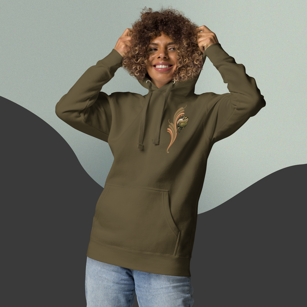 Goldcrest Hoodie – Small Bird Illustration | Nature Inspired Unisex Sweatshirt