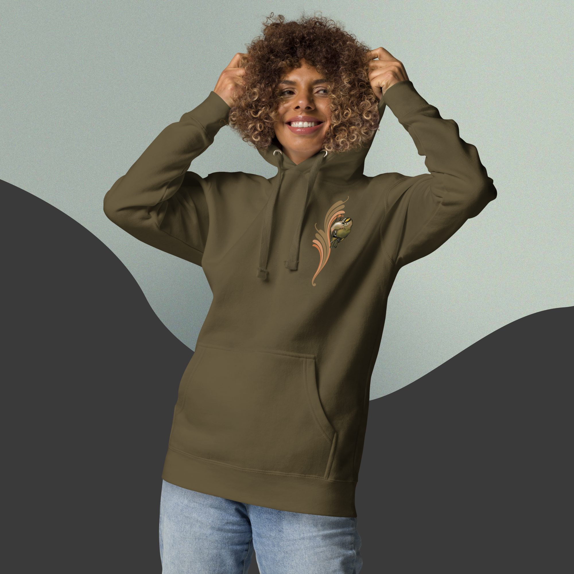 Goldcrest Hoodie – Small Bird Illustration | Nature Inspired Unisex Sweatshirt