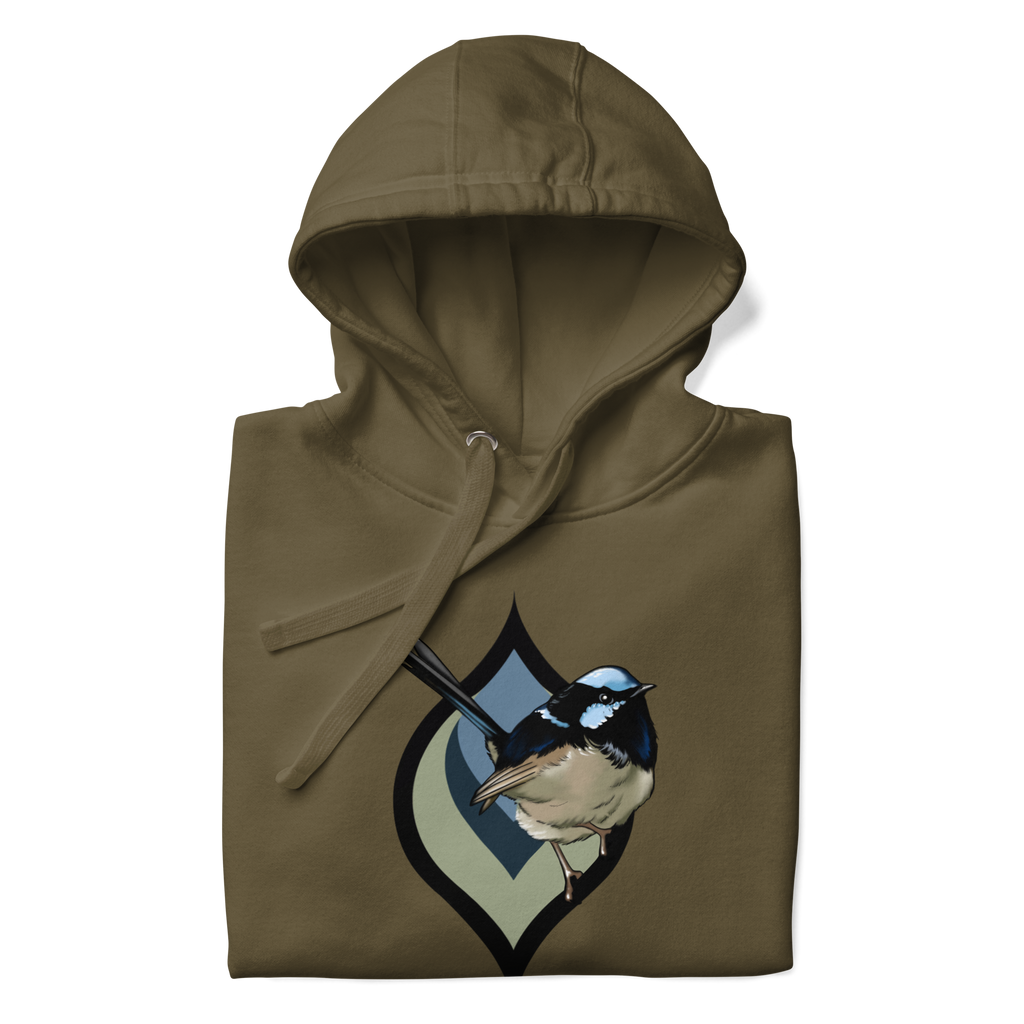 Fairy Wren Hoodie – Bird Illustration Pullover | Nature Inspired Unisex Sweatshirt