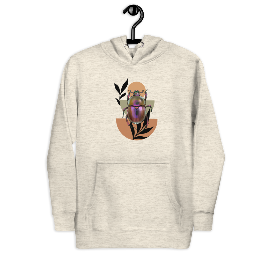 Scarab Beetle Art Hoodie – Botanical Insect Illustration | Nature Inspired Unisex Sweatshirt