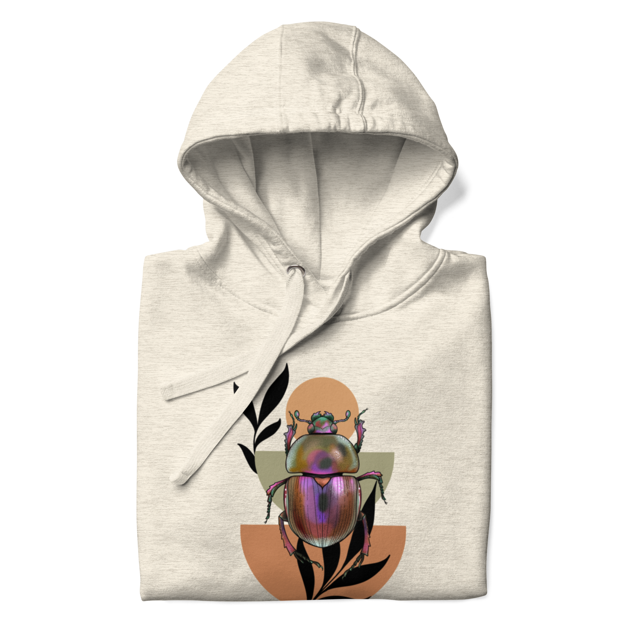Scarab Beetle Art Hoodie – Botanical Insect Illustration | Nature Inspired Unisex Sweatshirt