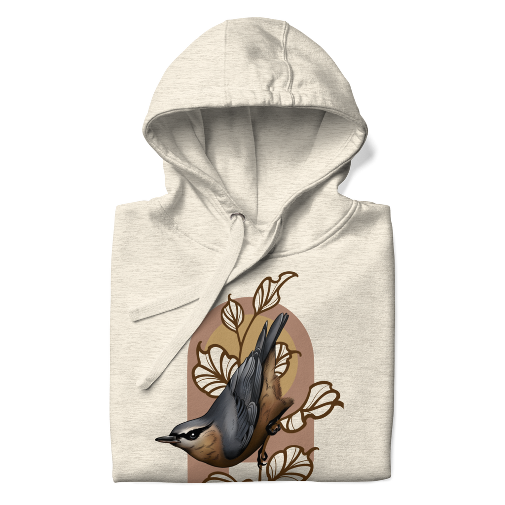 Nuthatch Hoodie – Bird Illustration Pullover | Nature Inspired Unisex Sweatshirt