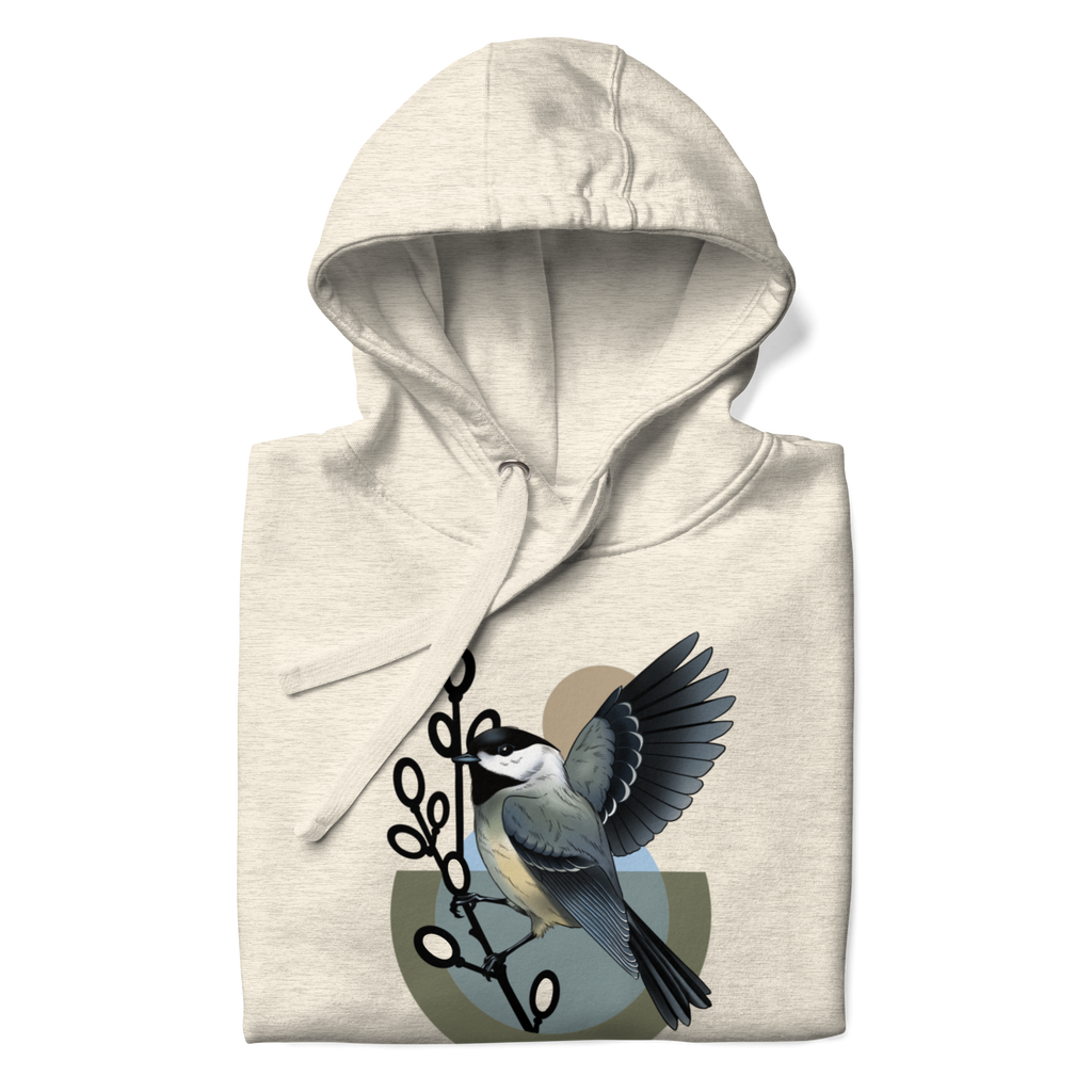 Chickadee Hoodie – Bird Illustration Pullover | Nature Inspired Unisex Sweatshirt