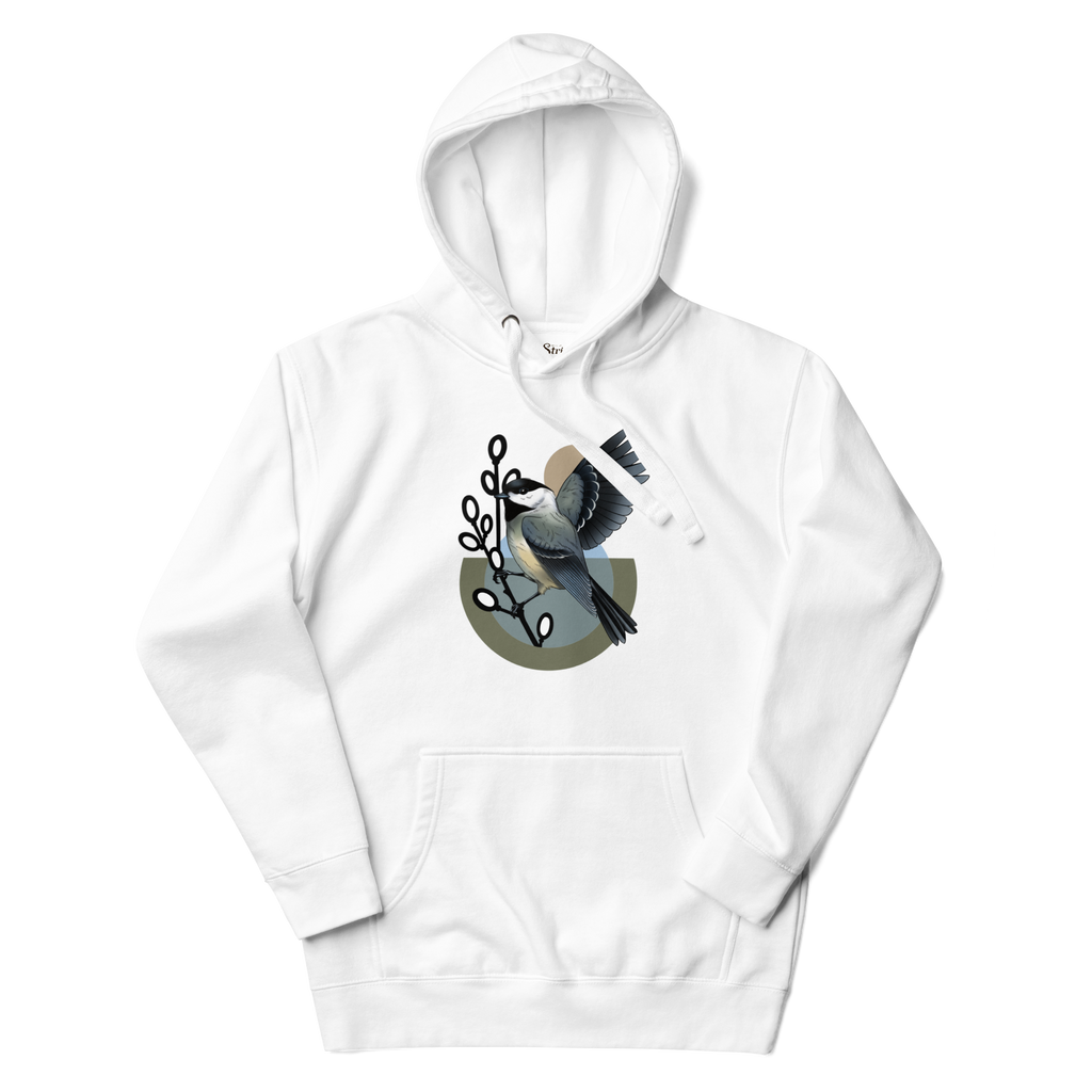 Chickadee Hoodie – Bird Illustration Pullover | Nature Inspired Unisex Sweatshirt