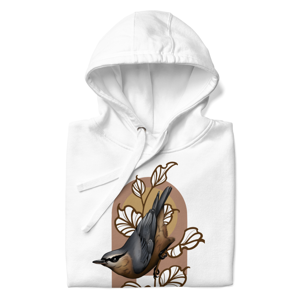 Nuthatch Hoodie – Bird Illustration Pullover | Nature Inspired Unisex Sweatshirt