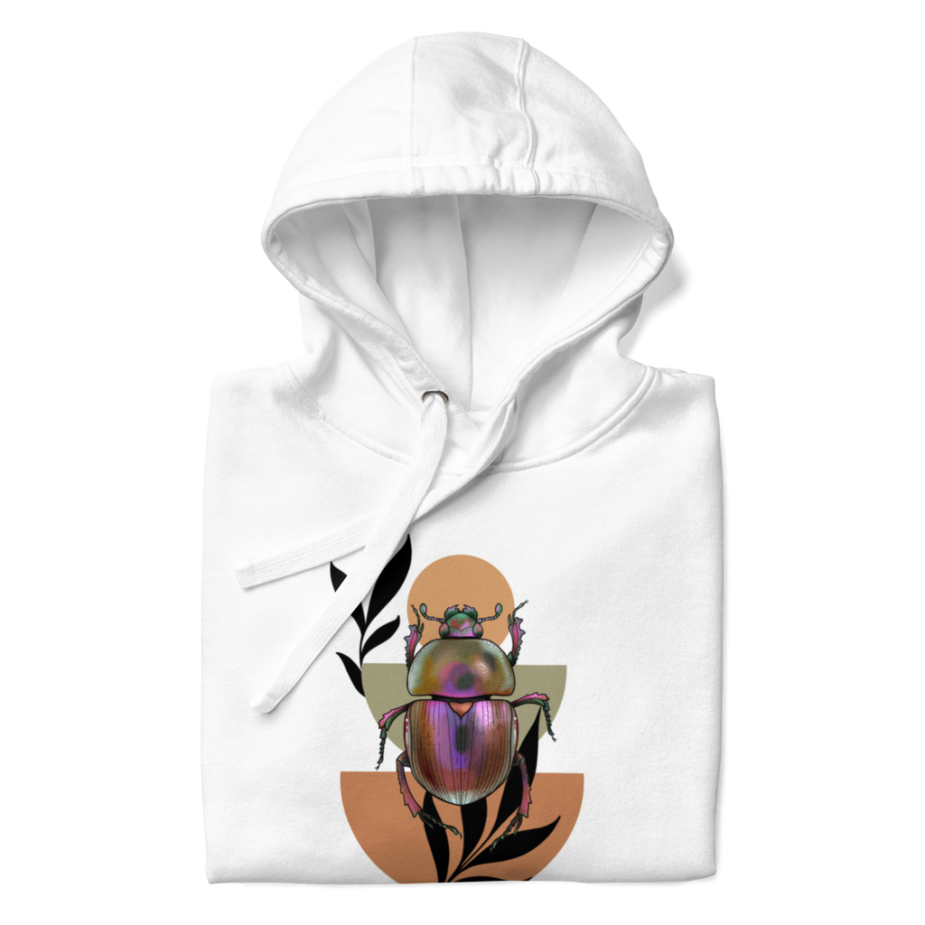 Scarab Beetle Art Hoodie – Botanical Insect Illustration | Nature Inspired Unisex Sweatshirt