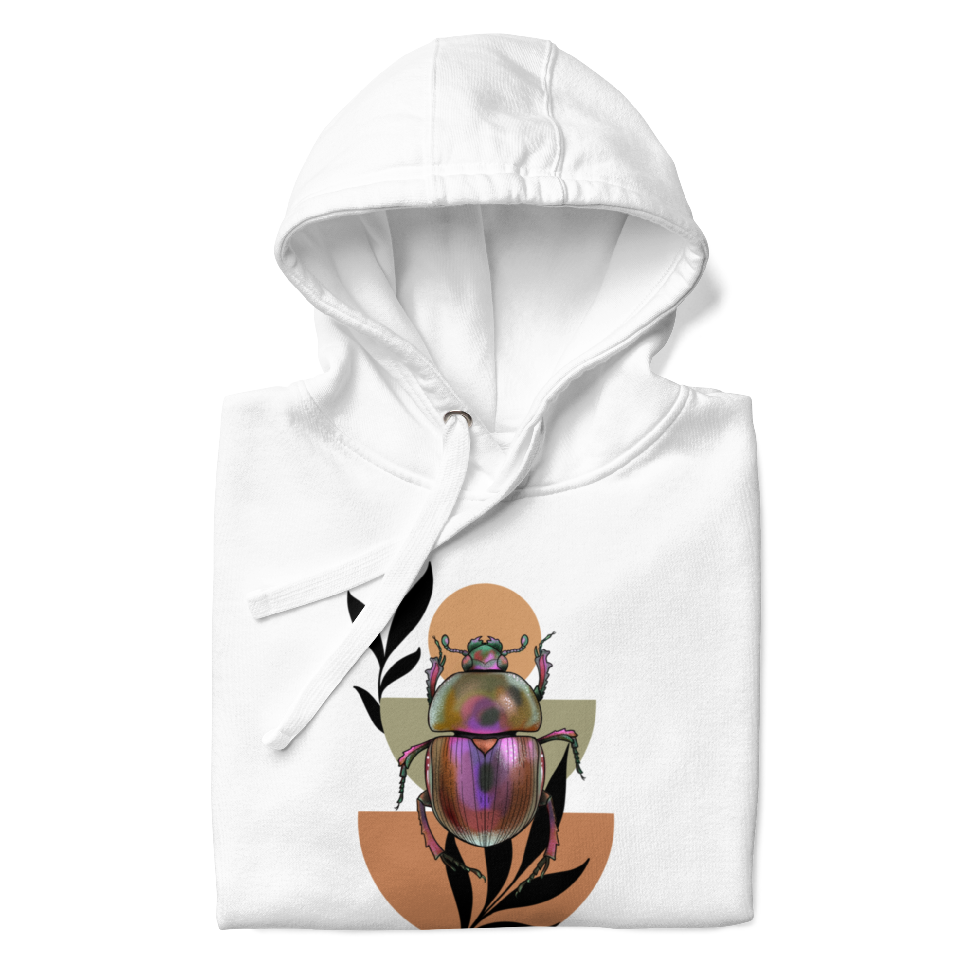 Scarab Beetle Art Hoodie – Botanical Insect Illustration | Nature Inspired Unisex Sweatshirt