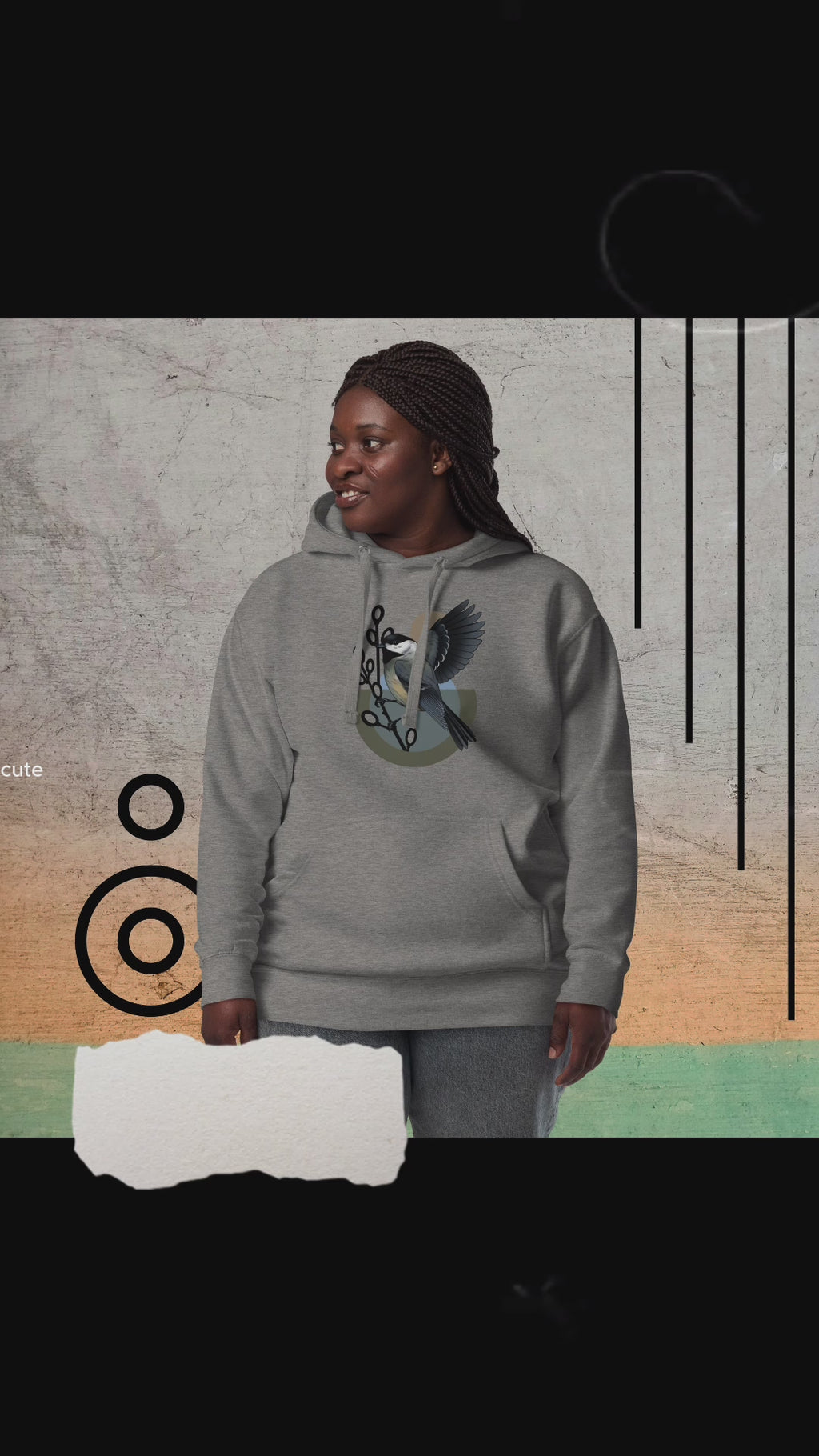 Chickadee Hoodie – Bird Illustration Pullover | Nature Inspired Unisex Sweatshirt