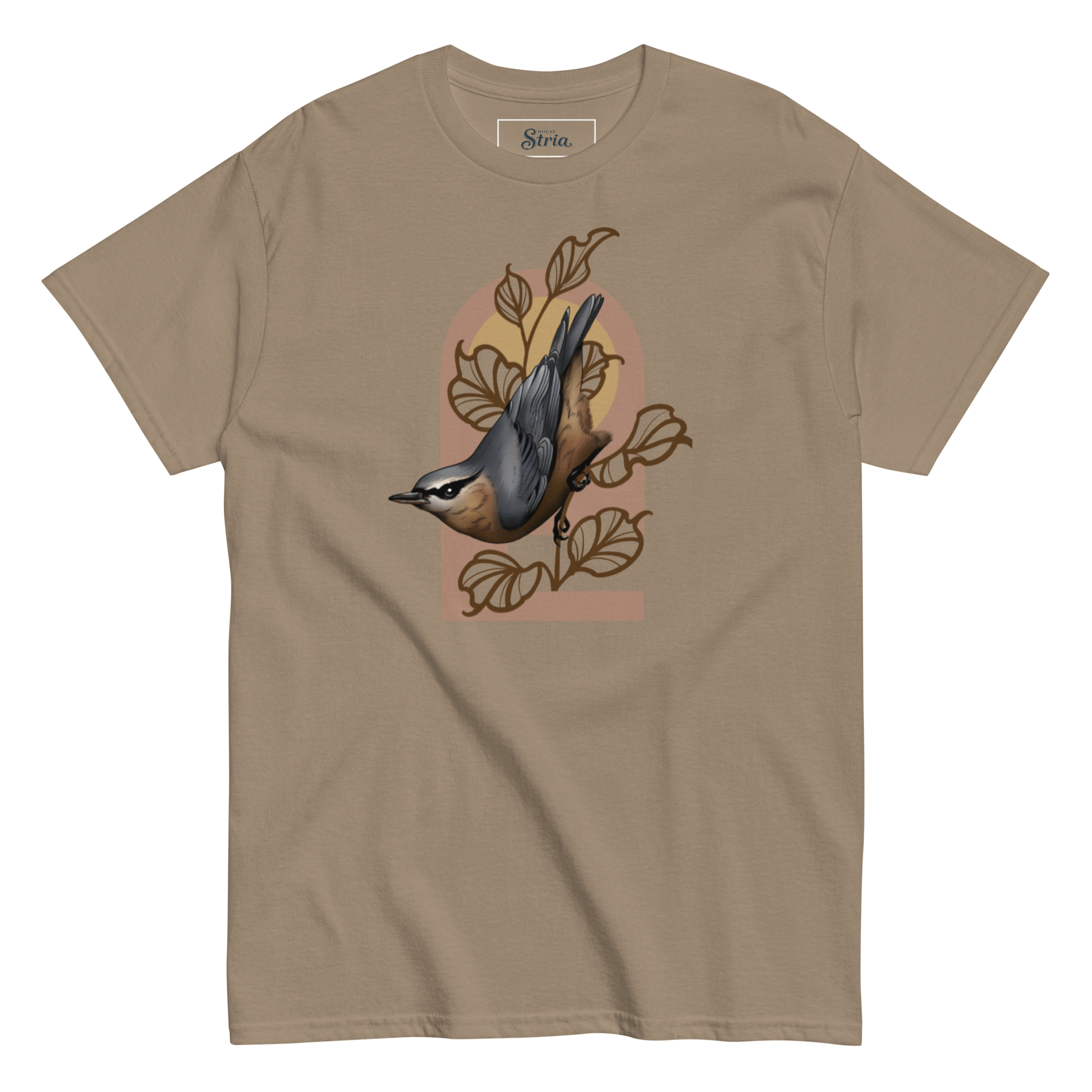 Nuthatch Bird T-Shirt – Minimalist Nature Art Tee | Unisex Cotton Shirt