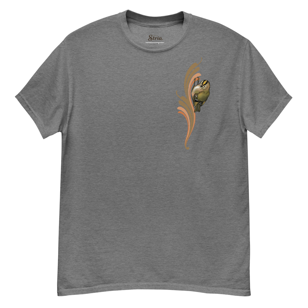Goldcrest Bird T-Shirt – Minimalist Nature Art Tee | Unisex Cotton Shirt