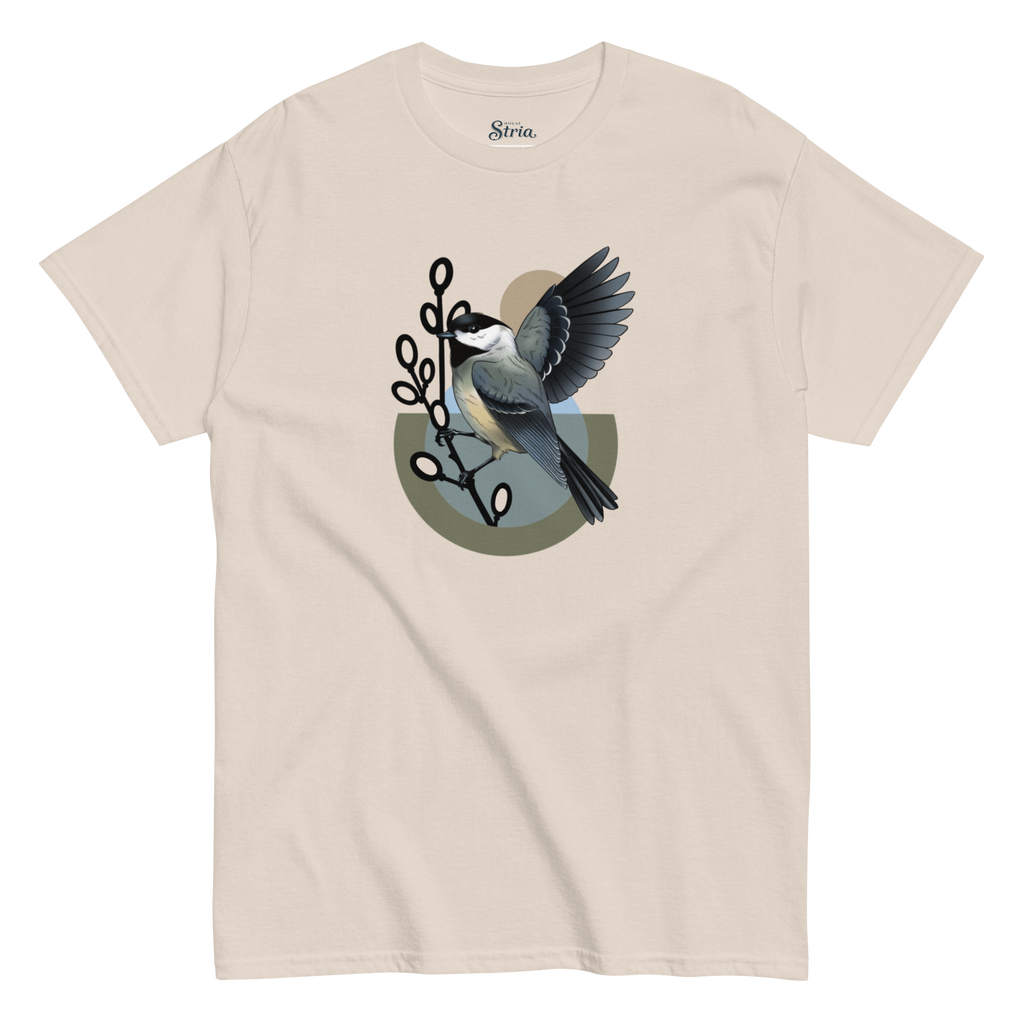 Chickadee Bird T Shirt – Minimalist Nature Art Tee | Unisex Cotton Shirt