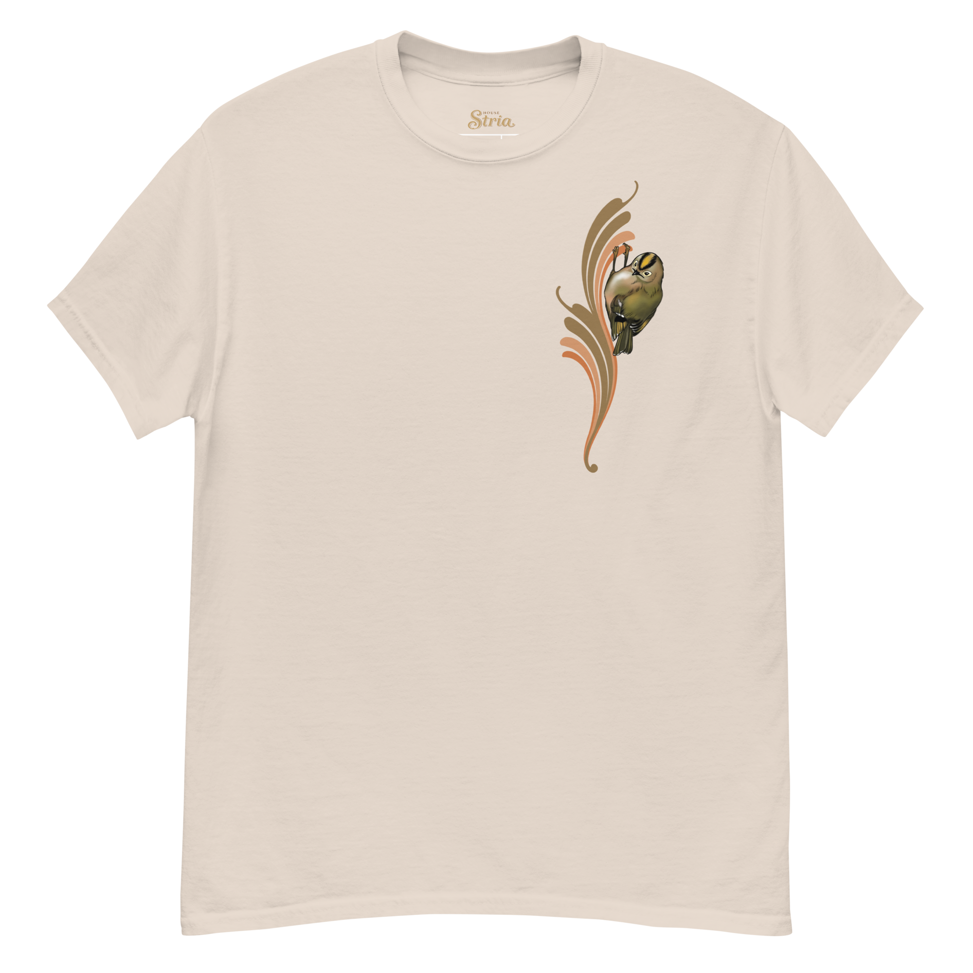 Goldcrest Bird T-Shirt – Minimalist Nature Art Tee | Unisex Cotton Shirt
