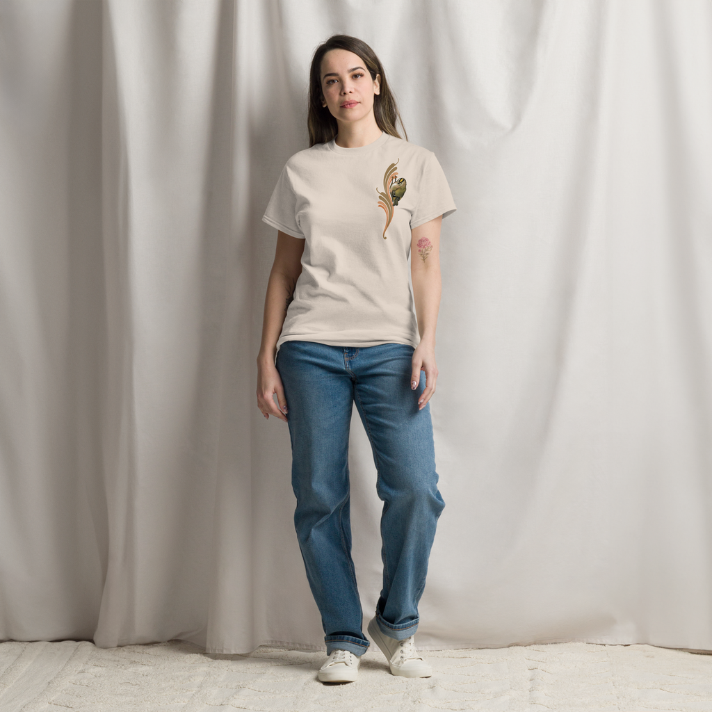 Goldcrest Bird T-Shirt – Minimalist Nature Art Tee | Unisex Cotton Shirt