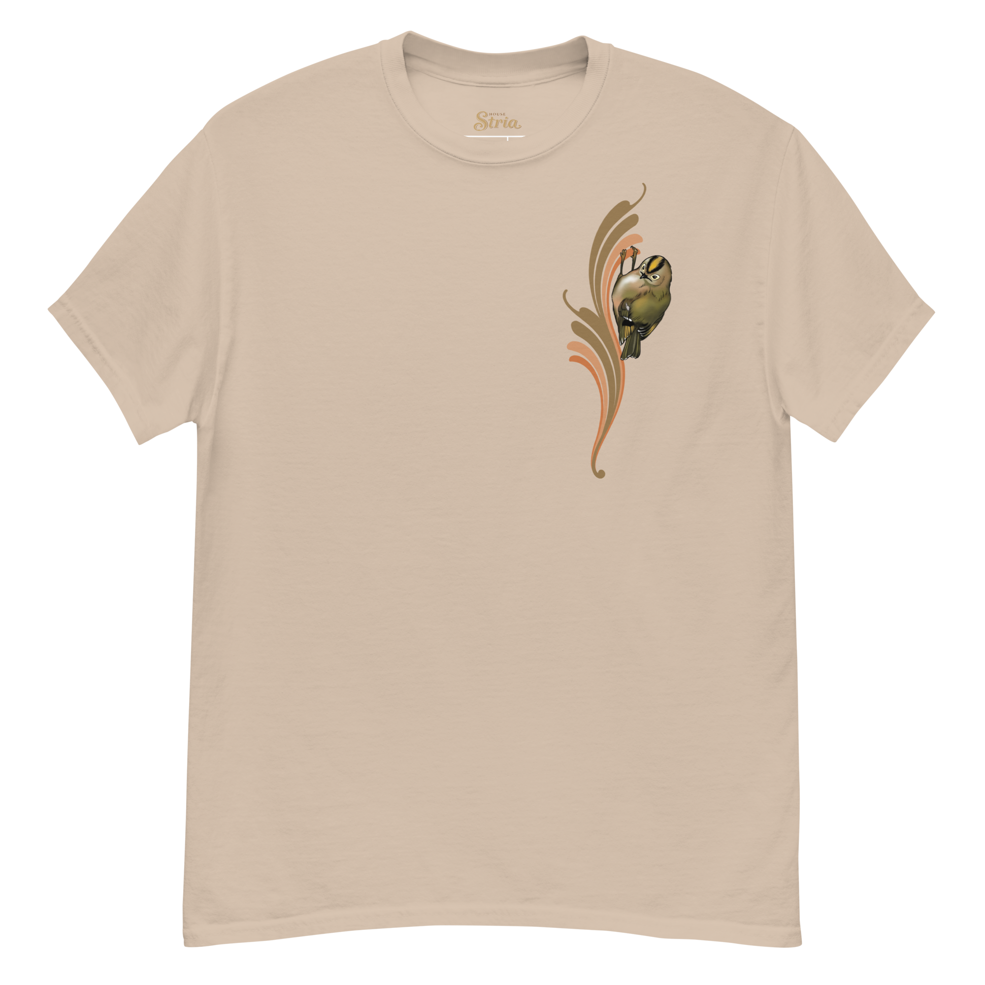Goldcrest Bird T-Shirt – Minimalist Nature Art Tee | Unisex Cotton Shirt