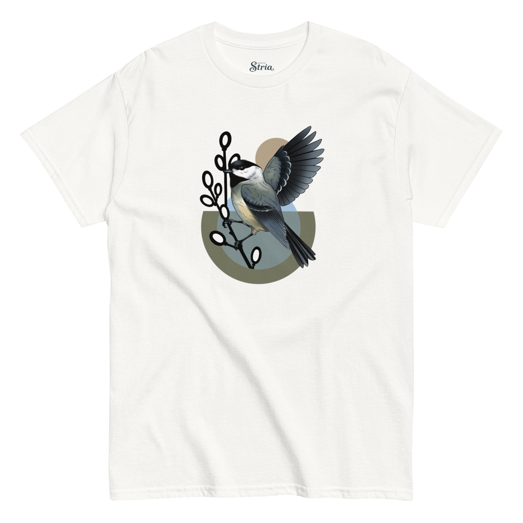 Chickadee Bird T Shirt – Minimalist Nature Art Tee | Unisex Cotton Shirt