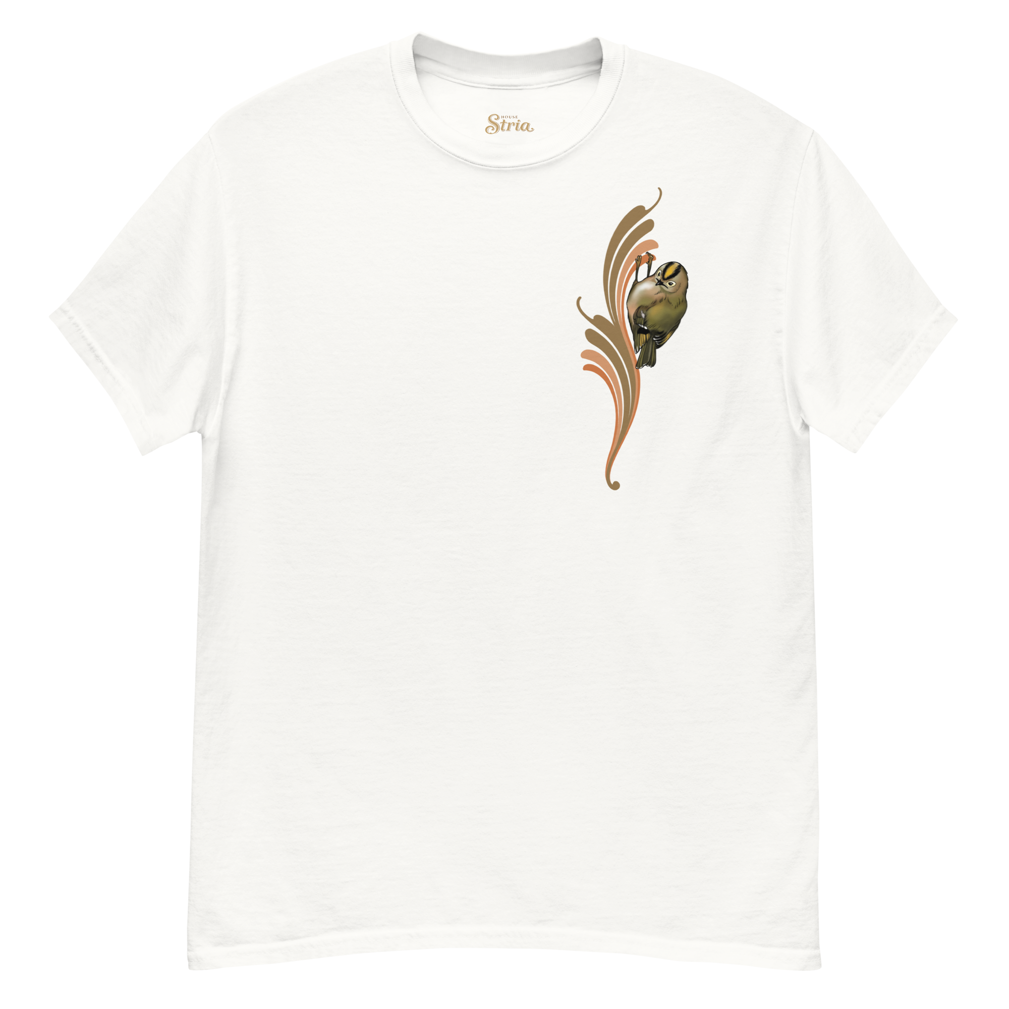 Goldcrest Bird T-Shirt – Minimalist Nature Art Tee | Unisex Cotton Shirt