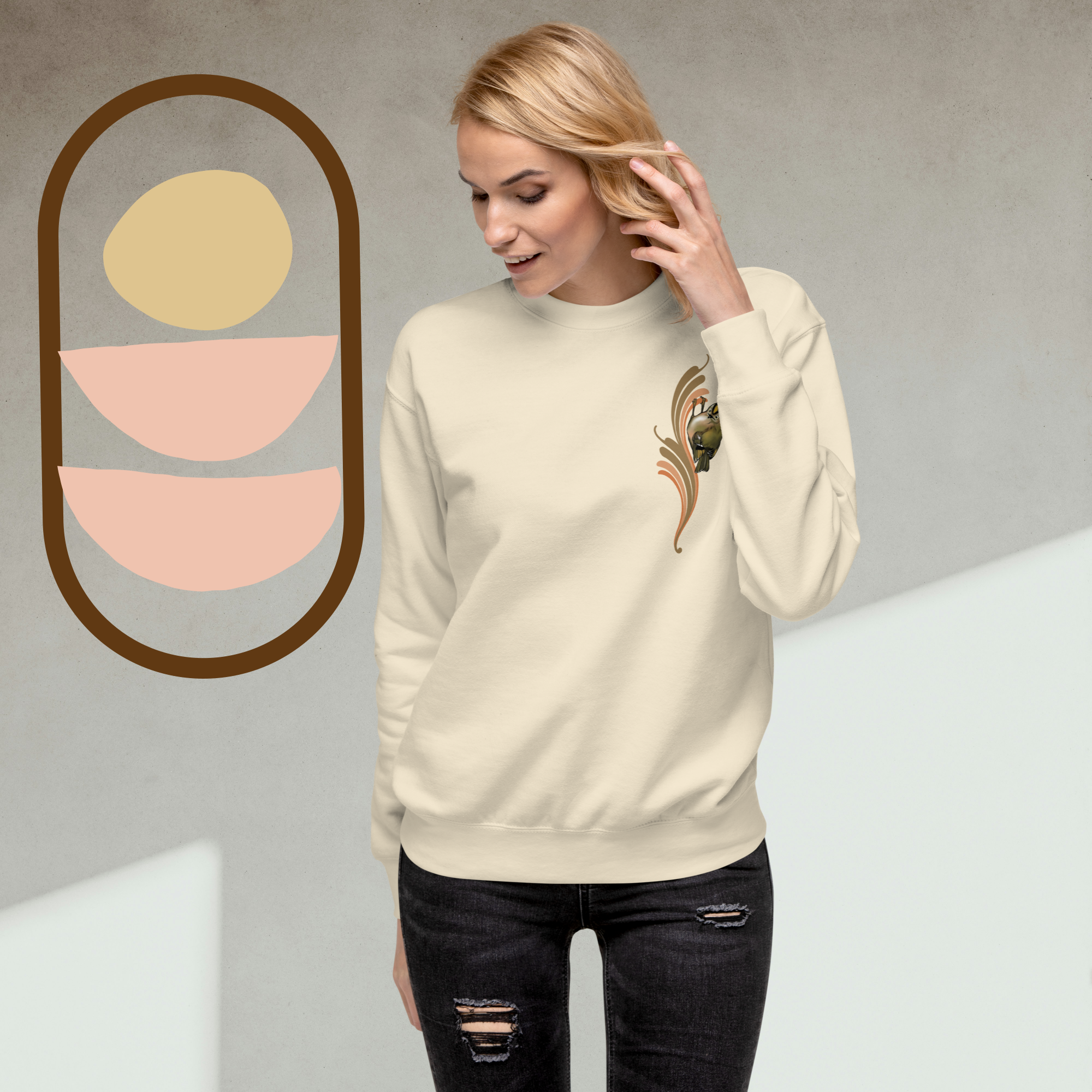 Goldcrest Sweatshirt – Unisex Small Bird Illustration Crewneck