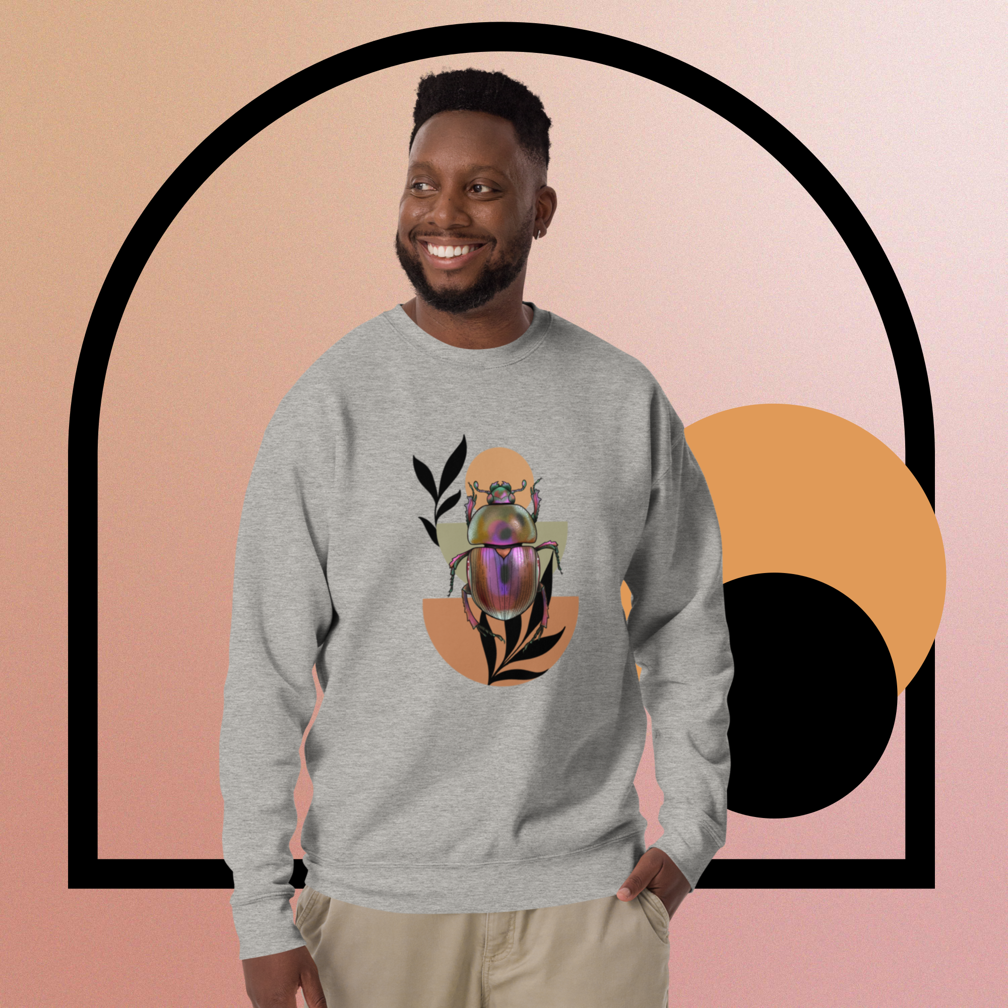 Scarab Beetle – Unisex Botanical Insect Illustration Crewneck