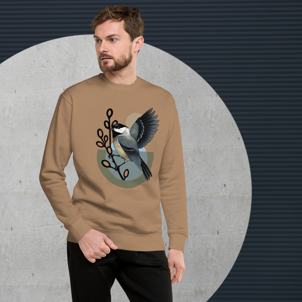 Chickadee Sweatshirt – Unisex Bird Illustration Crewneck