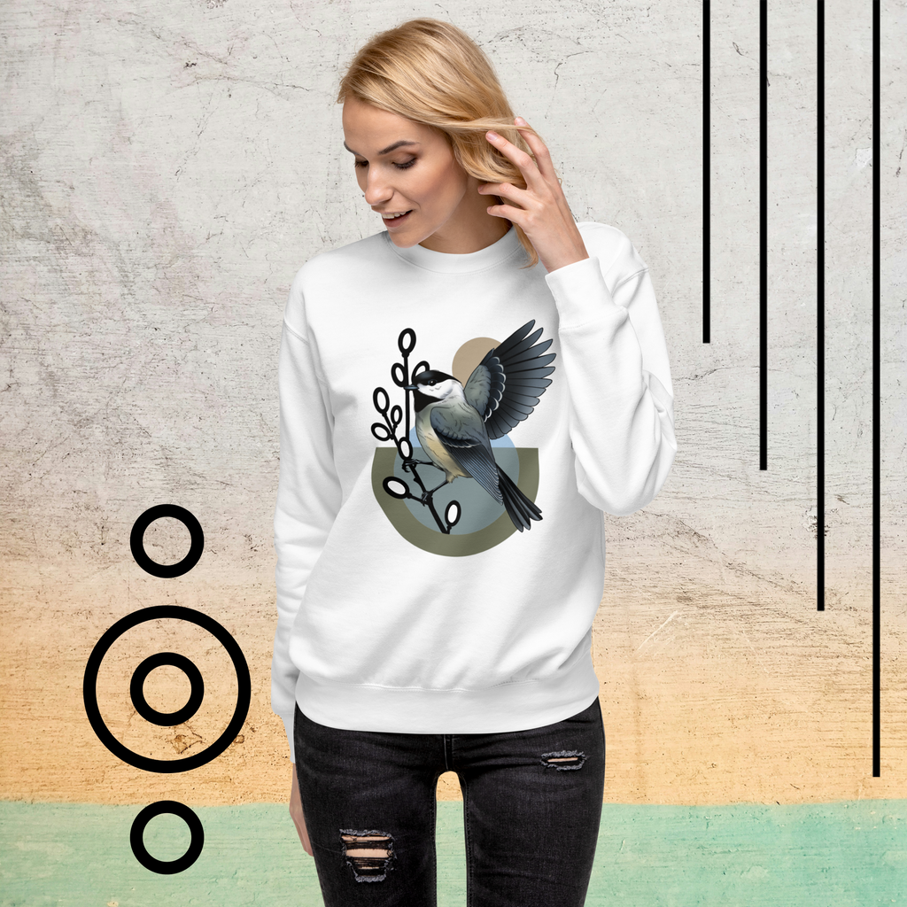 Chickadee Sweatshirt – Unisex Bird Illustration Crewneck